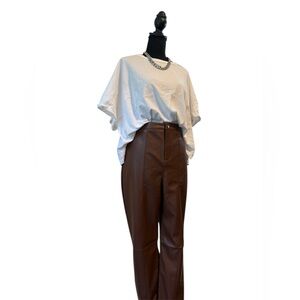 NWT✨Forever 21 Brown Faux Leather Split-Hem Pants Size L